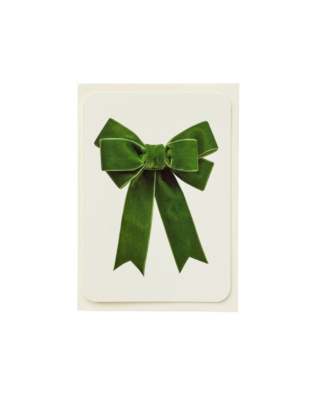 CANONBURY PRESS Green Velvet Bow Greeting Card