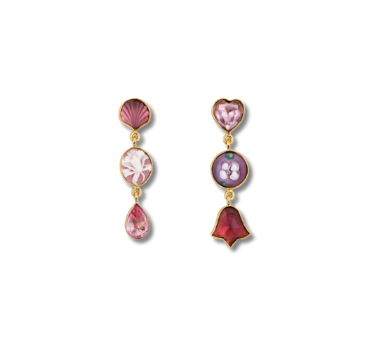GRAINNE MORTON Pink Three Charm Moving Drop Earrings