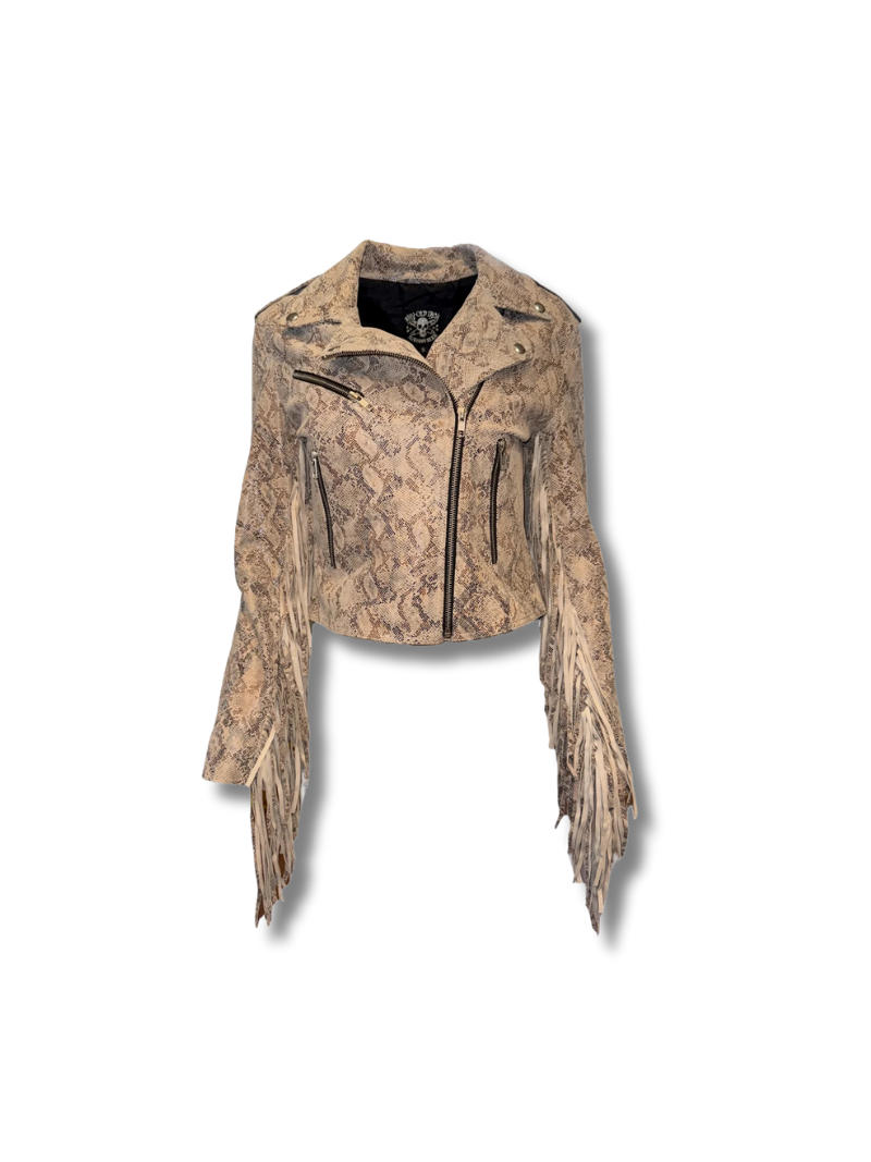 ANY OLD IRON Cream Snake Moto Jacket