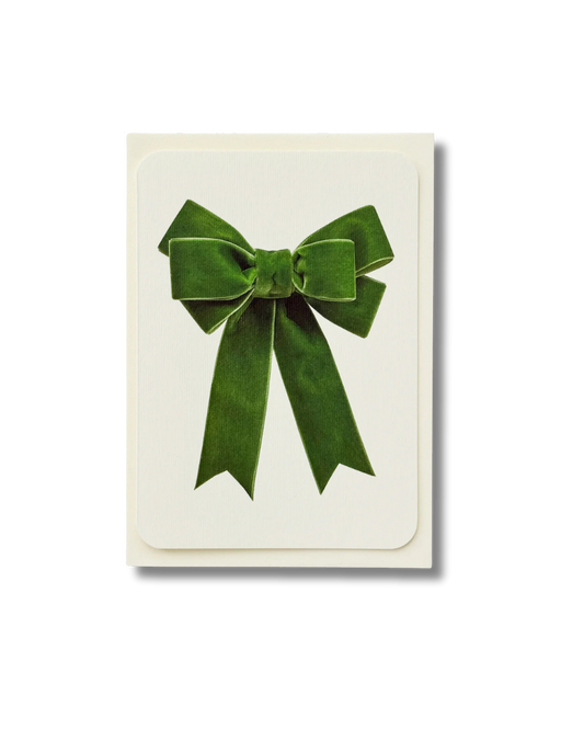 CANONBURY PRESS Green Velvet Bow Greeting Card