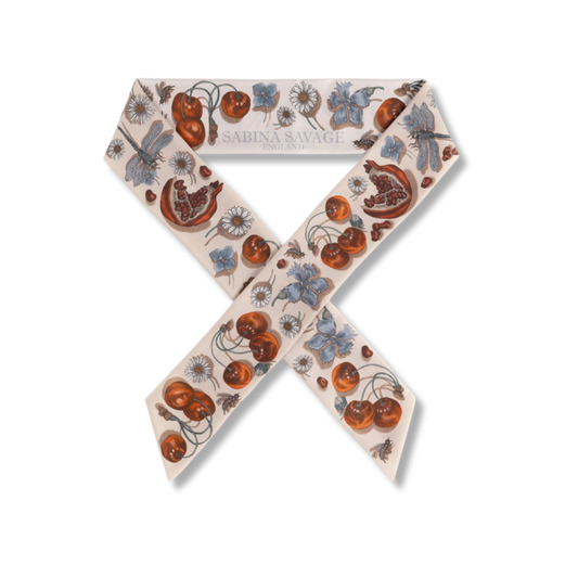 SABINA SAVAGE The Medici Cheetah Ribbon Silk Scarf