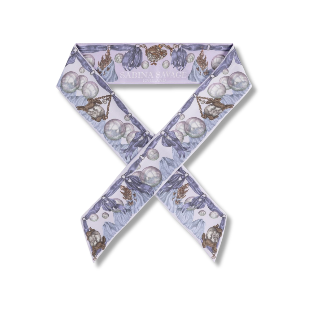 SABINA SAVAGE The Glass Swan Ribbon Silk Scarf