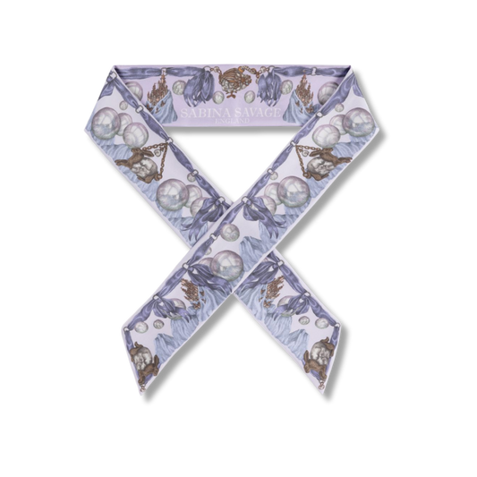 SABINA SAVAGE The Glass Swan Ribbon Silk Scarf