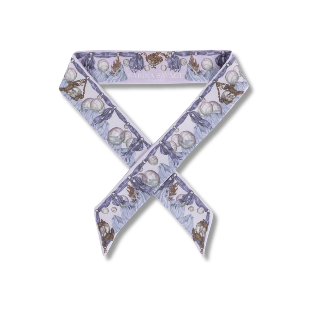 SABINA SAVAGE The Glass Swan Ribbon Silk Scarf