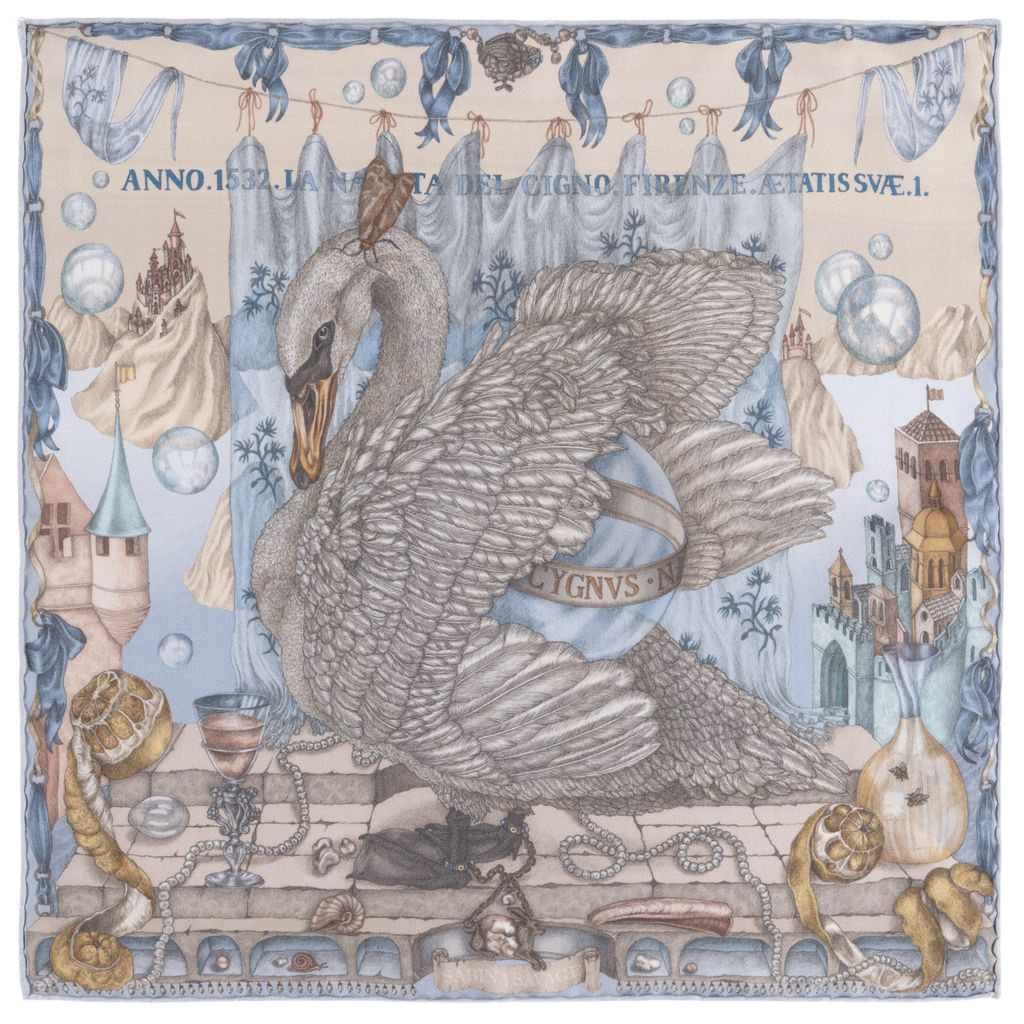 SABINA SAVAGE The Glass Swan Silk Scarf