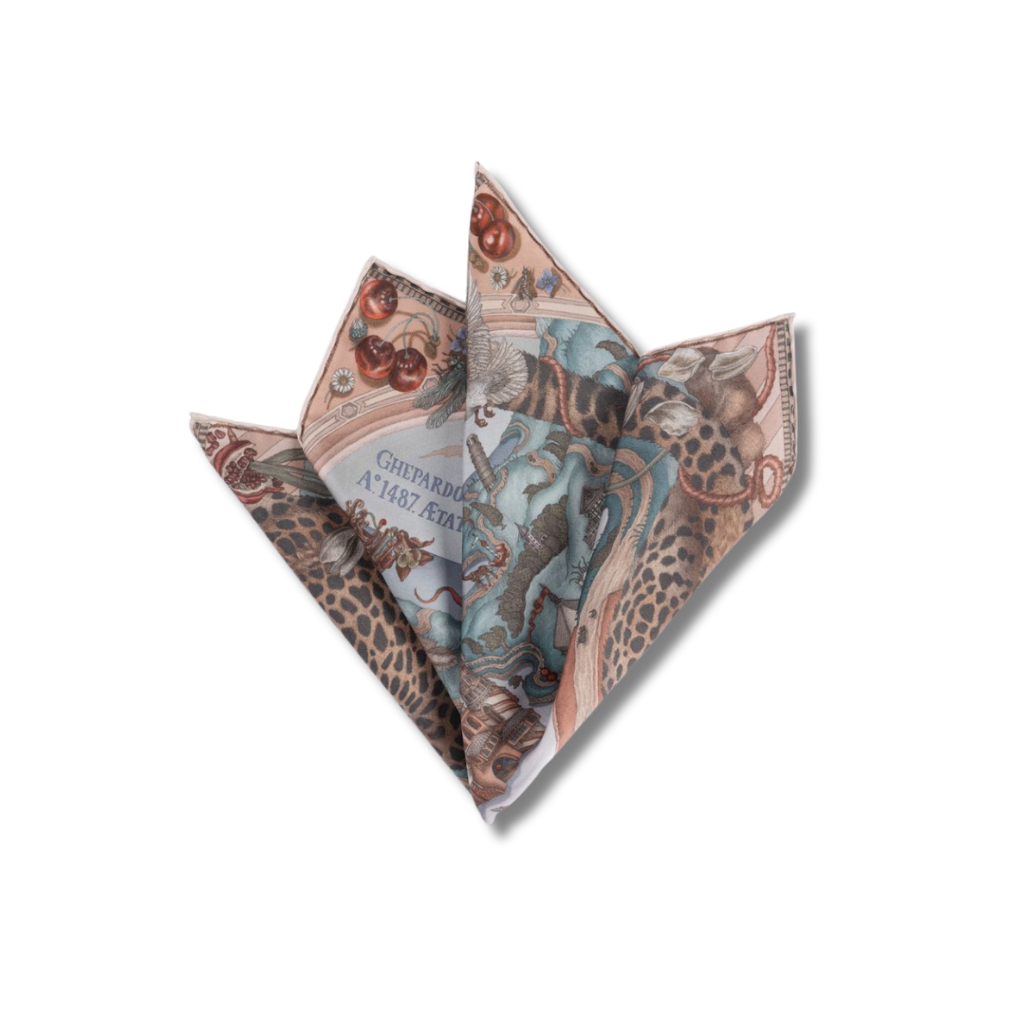 SABINA SAVAGE The Medici Cheetah Silk Scarf Mint