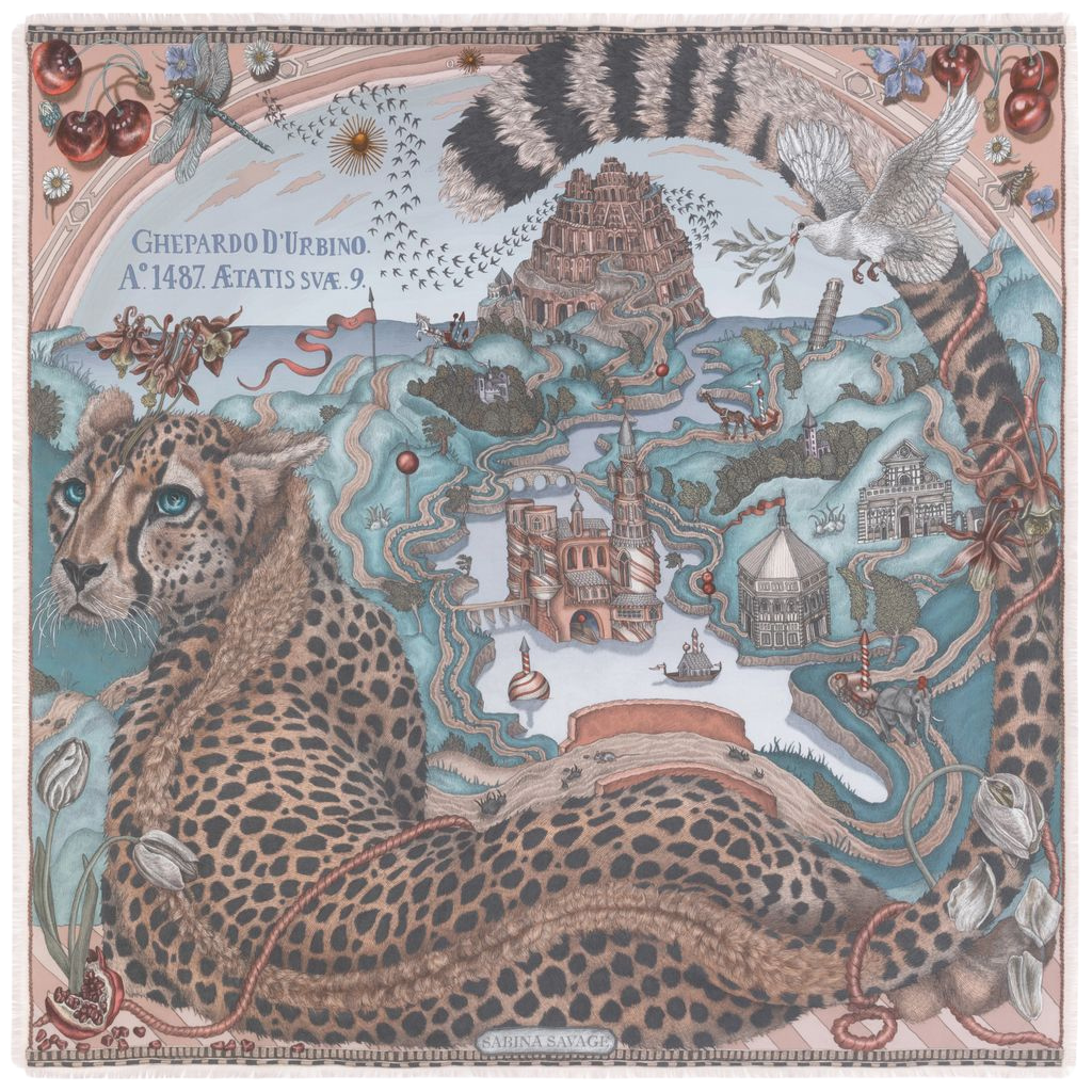 SABINA SAVAGE The Medici Cheetah Silk Scarf