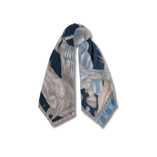 SABINA SAVAGE The Celestial Steed Wool Silk Scarf