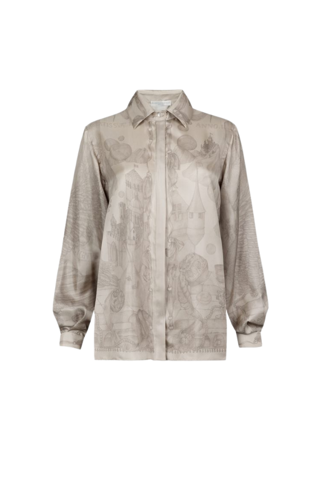 SABINA SAVAGE The Glass Swan Pencil Silk Oxford Shirt