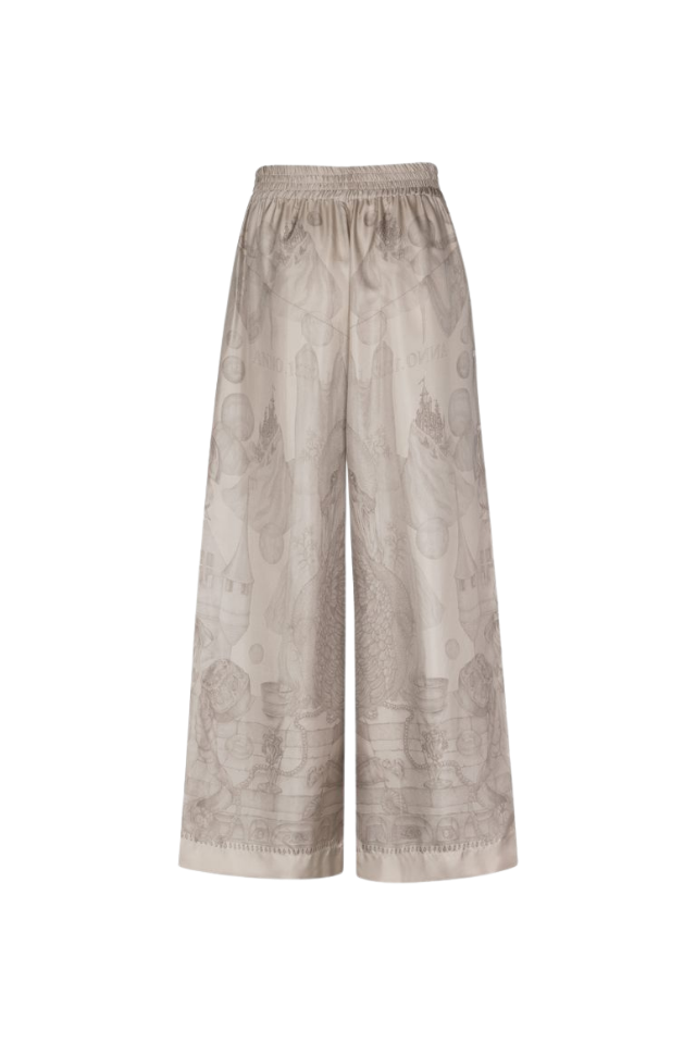 SABINA SAVAGE The Glass Swan Pencil Silk Wide Lounge Trousers