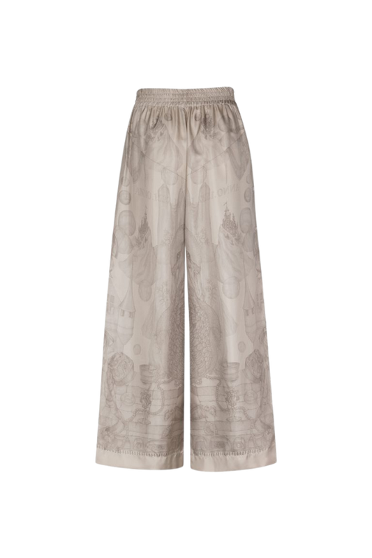 SABINA SAVAGE The Glass Swan Pencil Silk Wide Lounge Trousers