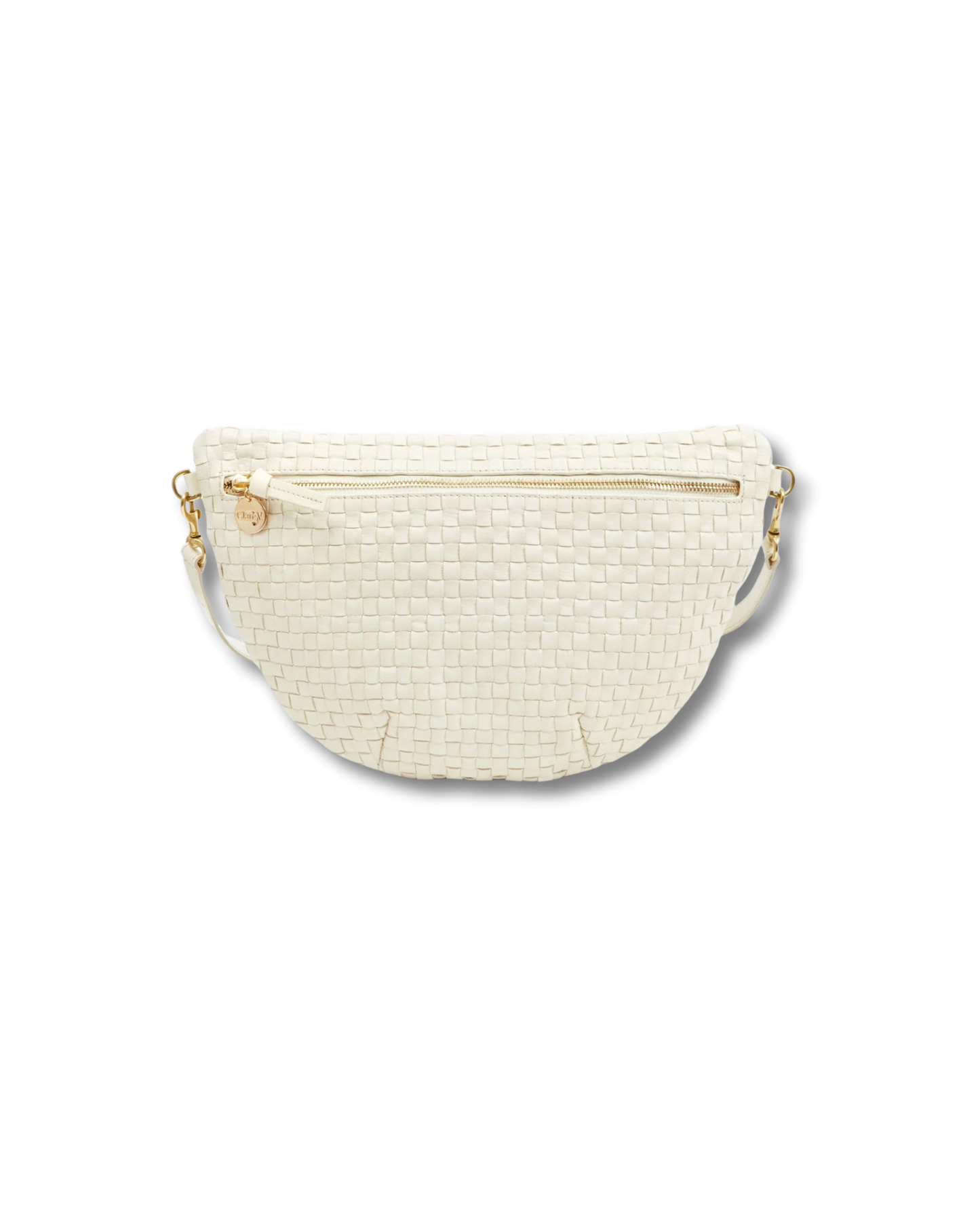 CLARE V Grande Fanny Cream Woven Checker