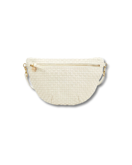 CLARE V Grande Fanny Cream Woven Checker
