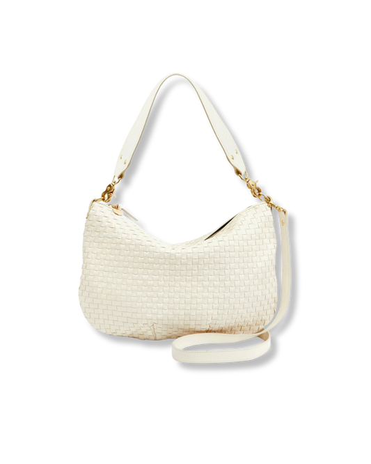 CLARE V Moyen Messenger Woven Checker