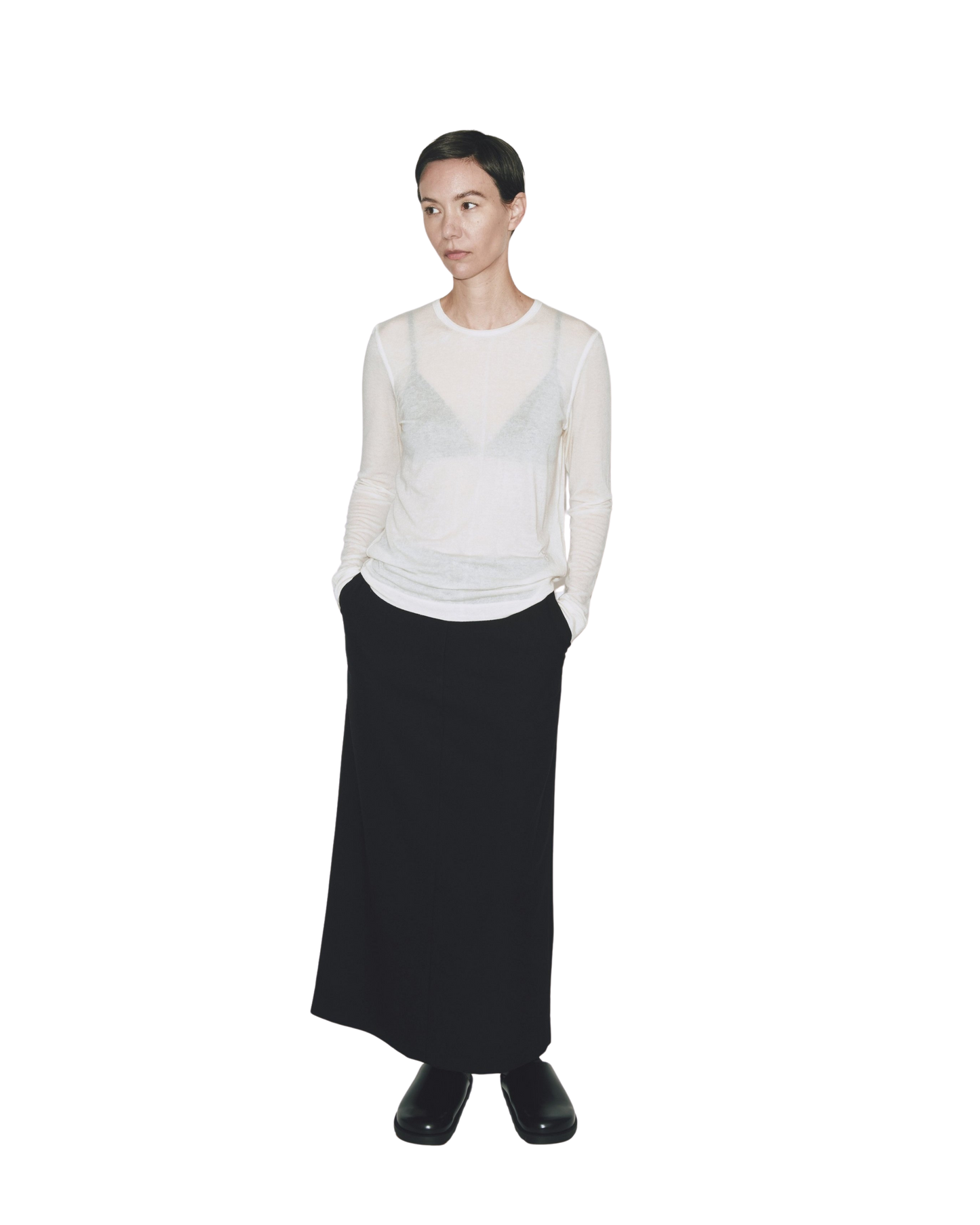 MIJEONG PARK Wool Tencel Crew Neck Top