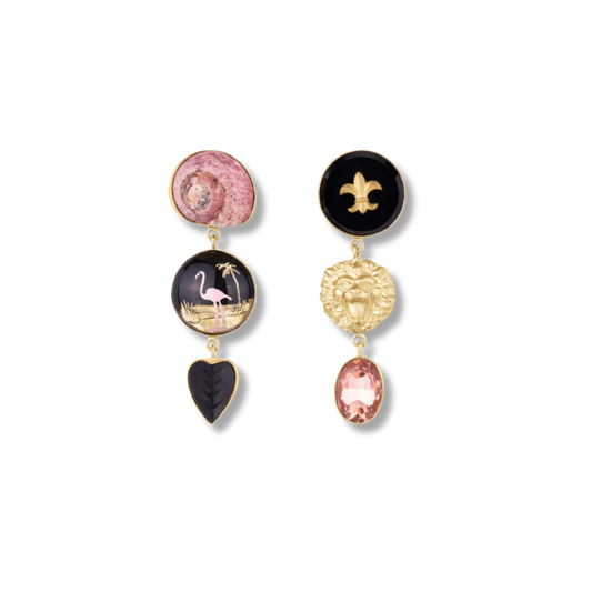 GRAINNE MORTON Flamingo and Lion Earrings