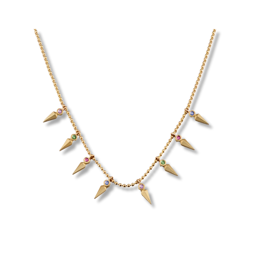ELIZABETH MOORE Multi Sapphire Dagger Necklace