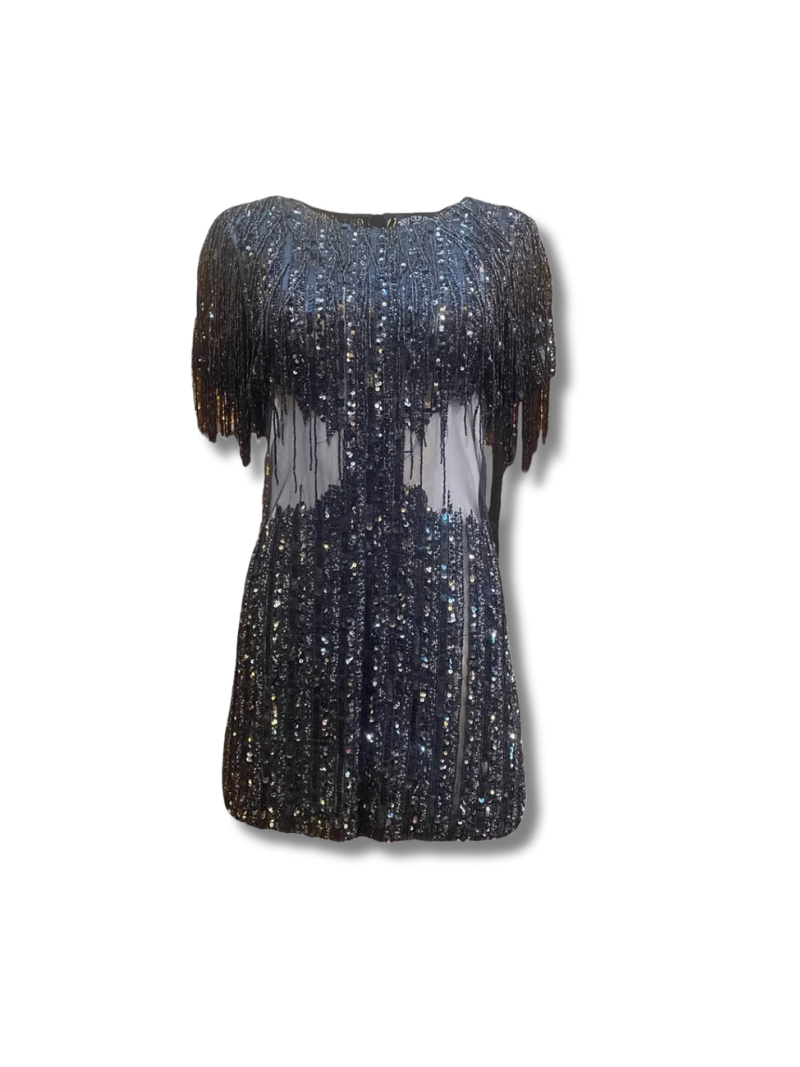 ANY OLD IRON Black Fringe Dress