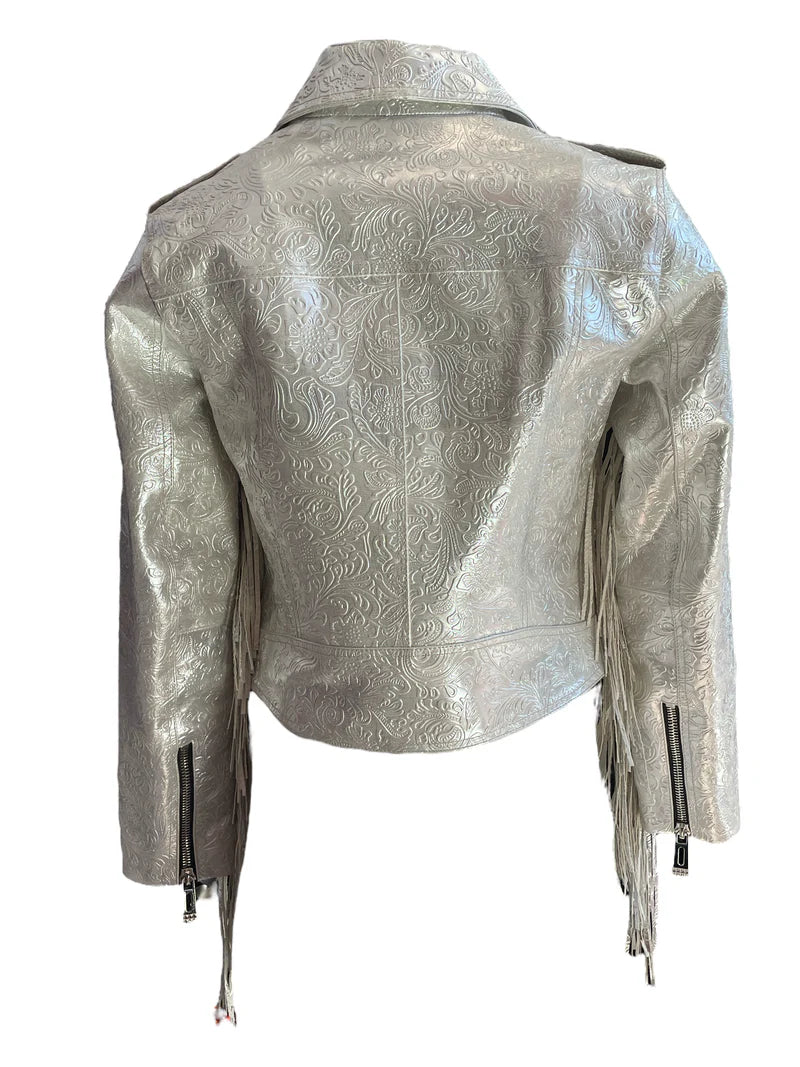 ANY OLD IRON Silver Swirl Moto Jacket