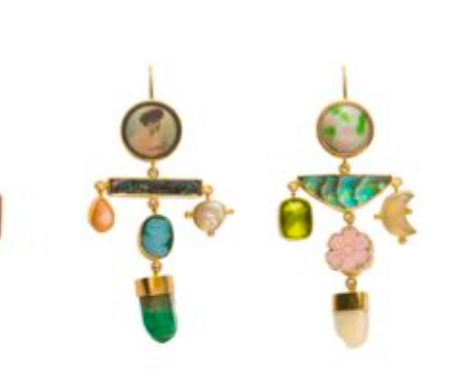 GRAINNE MORTON Green and Pink Balance Drop Earrings