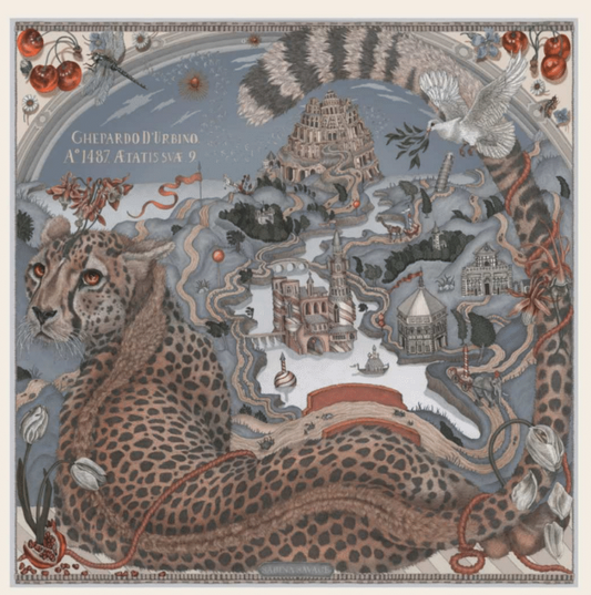 SABINA SAVAGE The Medici Cheetah Small Silk Scarf Musk