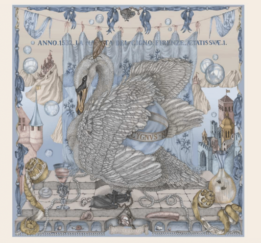 SABINA SAVAGE The Glass Swan Small Silk Scarf