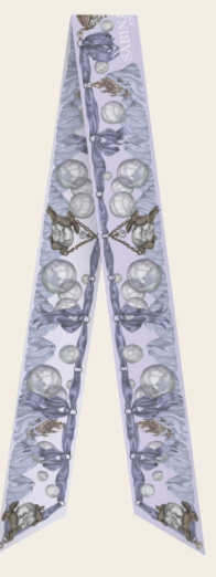 SABINA SAVAGE The Glass Swan Large Ribbon Silk Scarf