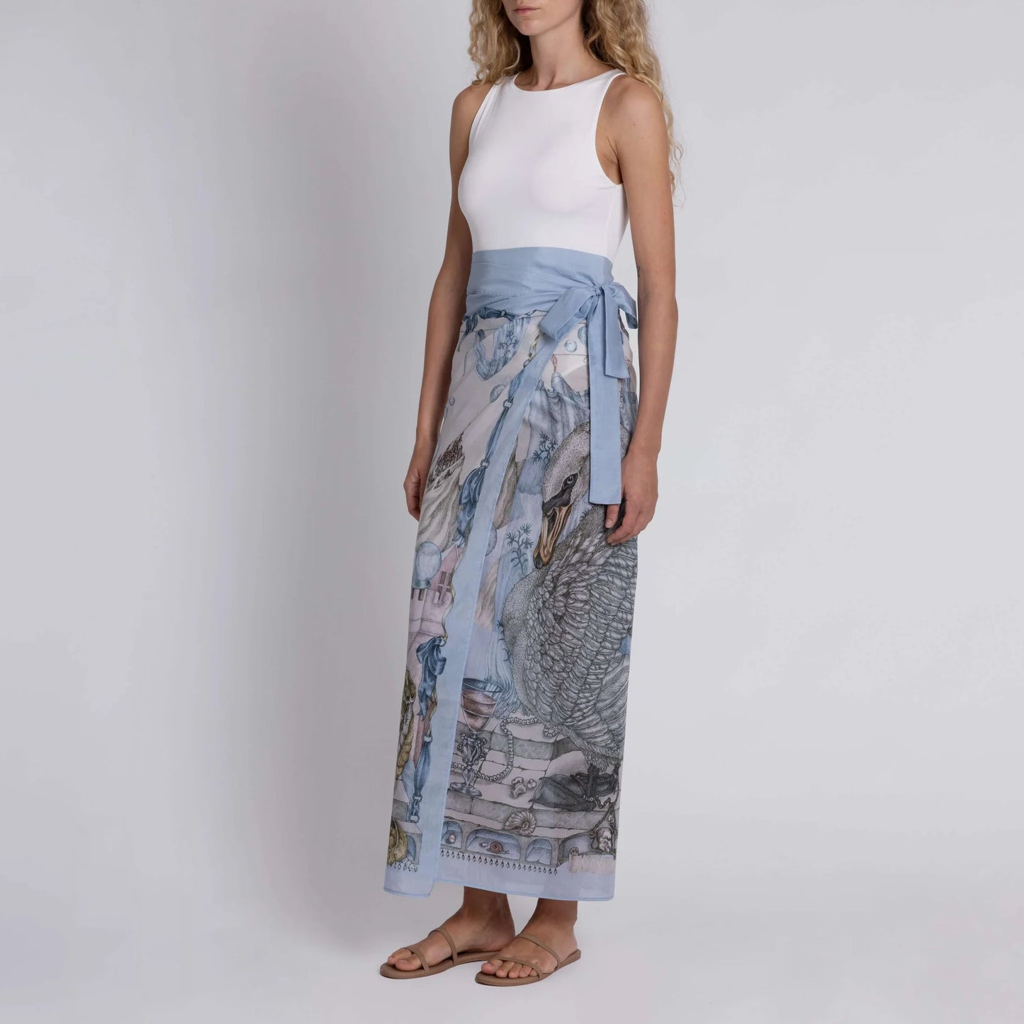 SABINA SAVAGE The Glass Swan Cotton Silk Pareo