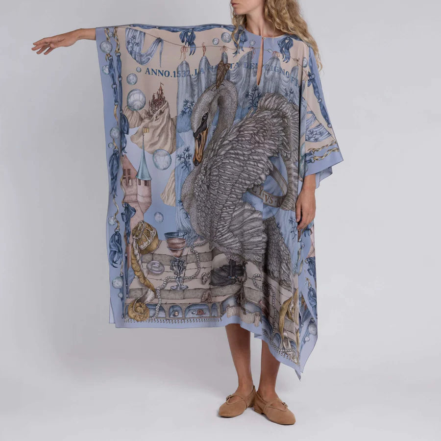SABINA SAVAGE The Glass Swan Silk Kaftan