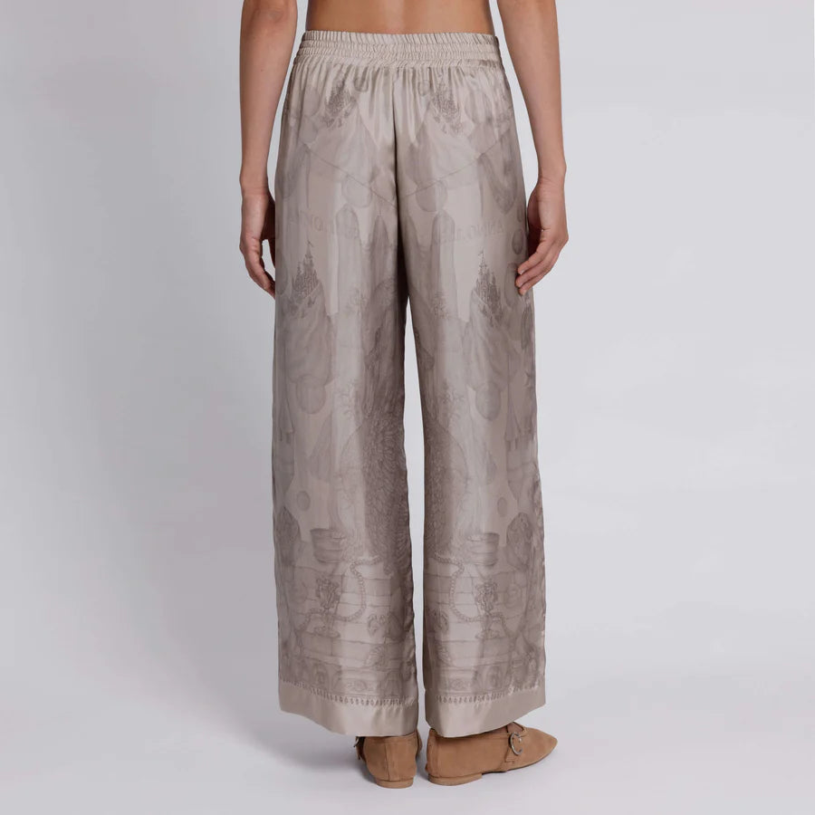 SABINA SAVAGE The Glass Swan Pencil Silk Wide Lounge Trousers