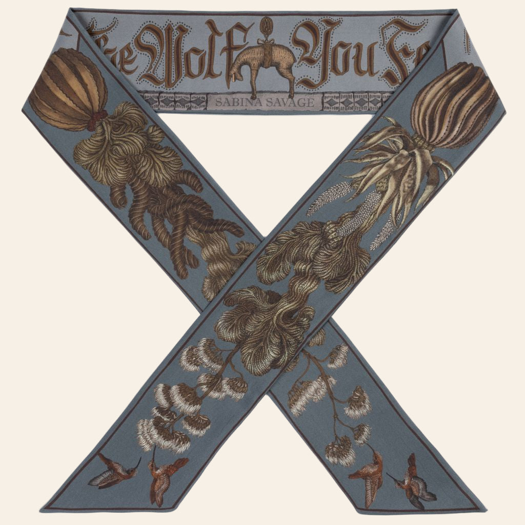 SABINA SAVAGE The Wolf You Feed Large Silk Ribbon Scarf