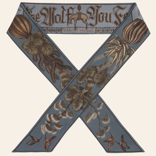 SABINA SAVAGE The Wolf You Feed Large Silk Ribbon Scarf